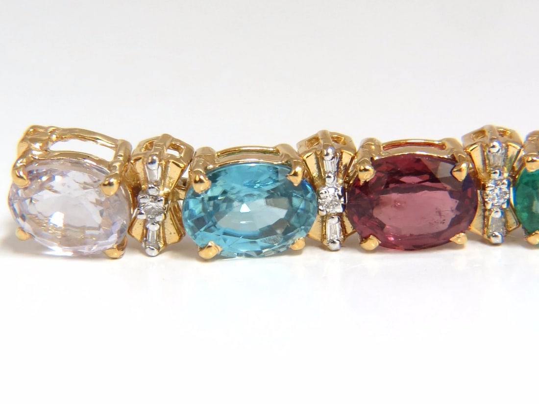 33.21ct natural Sapphire Emeralds Spinel Tourmaline Zircon Bracelet 14KT - 2