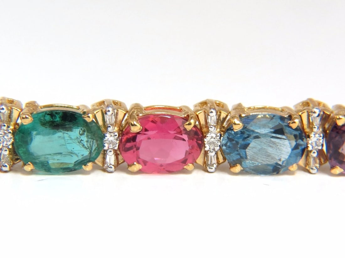 33.21ct natural Sapphire Emeralds Spinel Tourmaline Zircon Bracelet 14KT - 3
