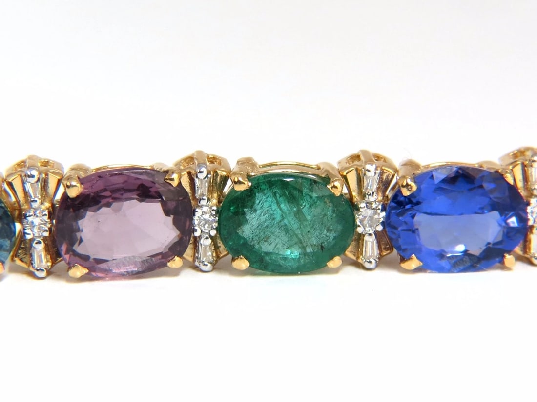 33.21ct natural Sapphire Emeralds Spinel Tourmaline Zircon Bracelet 14KT - 4