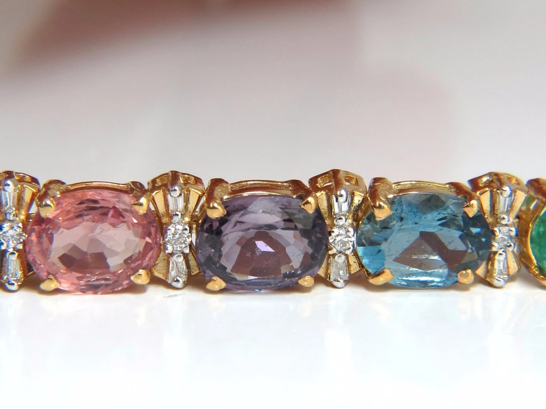 33.21ct natural Sapphire Emeralds Spinel Tourmaline Zircon Bracelet 14KT - 5