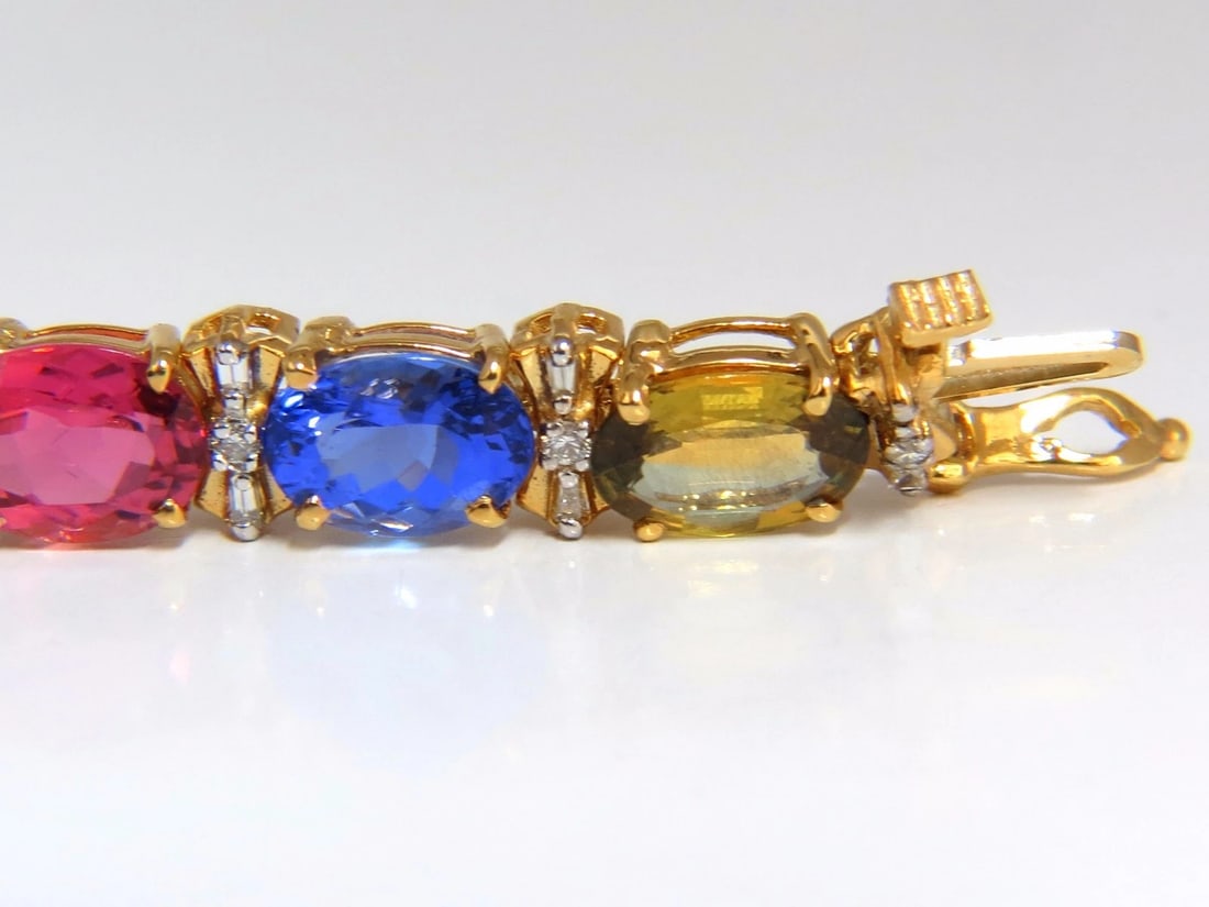 33.21ct natural Sapphire Emeralds Spinel Tourmaline Zircon Bracelet 14KT - 7