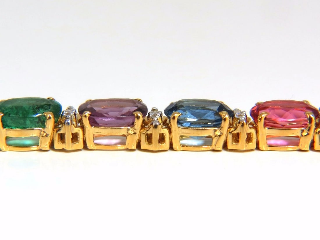 33.21ct natural Sapphire Emeralds Spinel Tourmaline Zircon Bracelet 14KT - 8