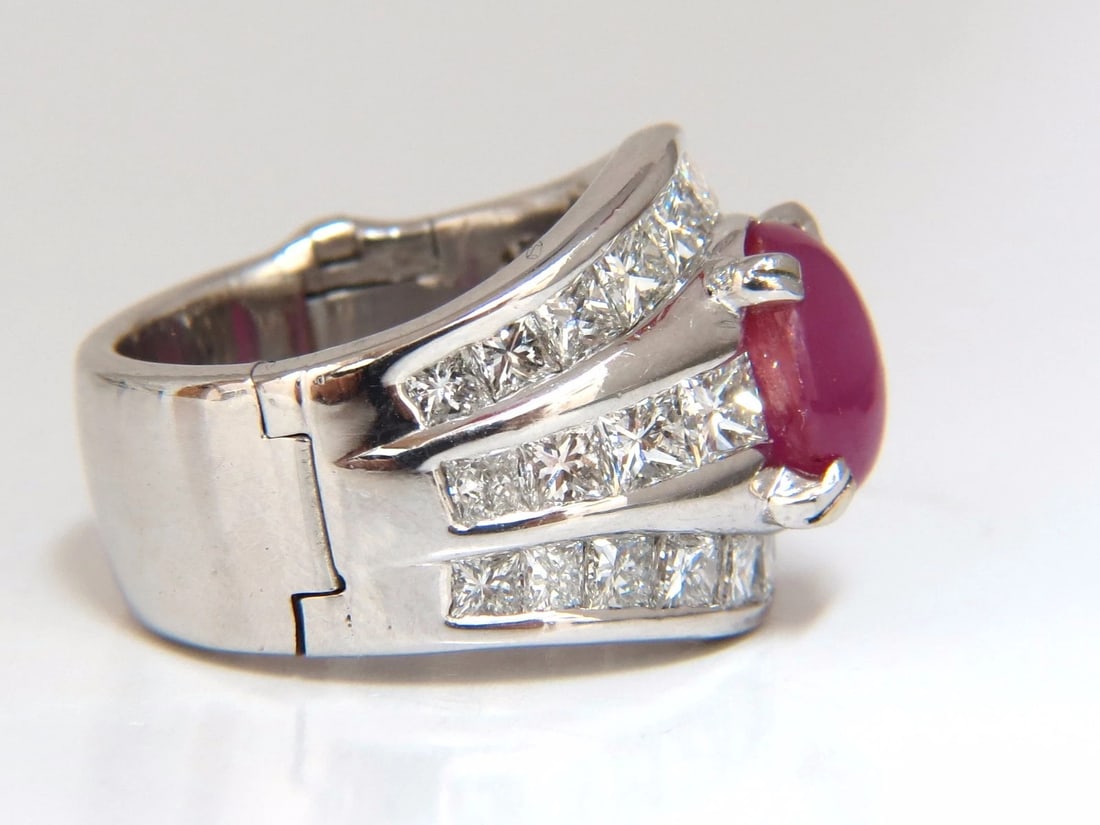 GIA 6.32ct Natural No Heat Star Ruby Diamond Ring Platinum Knuckle Buckle - 2