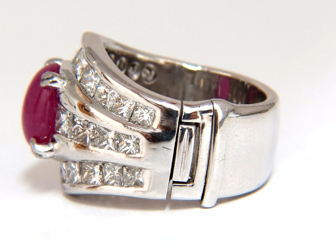 GIA 6.32ct Natural No Heat Star Ruby Diamond Ring Platinum Knuckle Buckle - 3