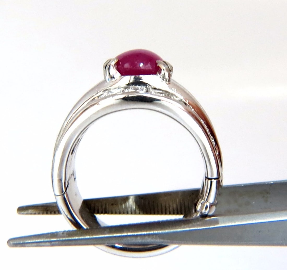 GIA 6.32ct Natural No Heat Star Ruby Diamond Ring Platinum Knuckle Buckle - 4