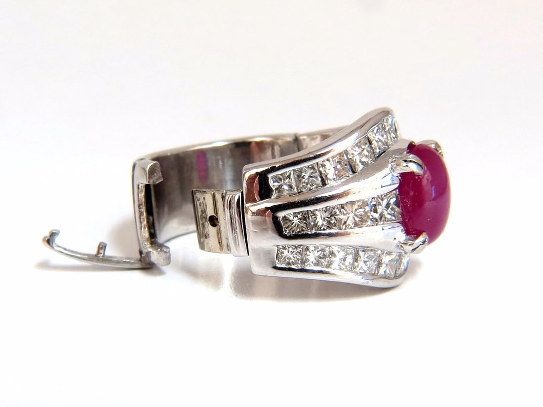 GIA 6.32ct Natural No Heat Star Ruby Diamond Ring Platinum Knuckle Buckle - 7