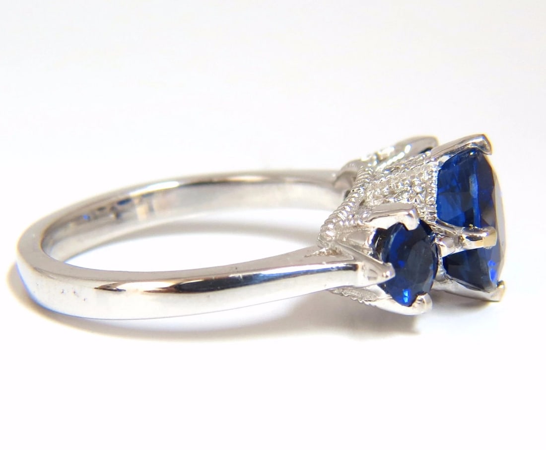 Natural Kyanite Sapphire diamonds ring 3.82ct. vivid blue 14kt - 2