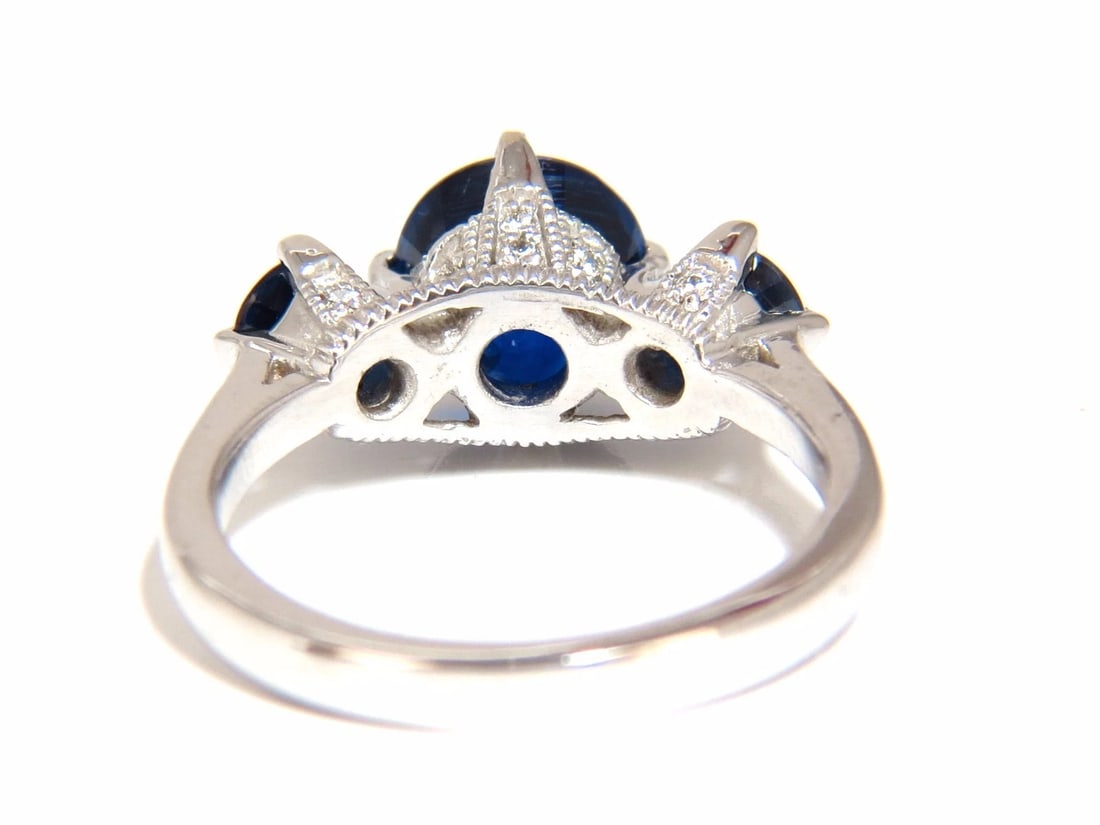 Natural Kyanite Sapphire diamonds ring 3.82ct. vivid blue 14kt - 3
