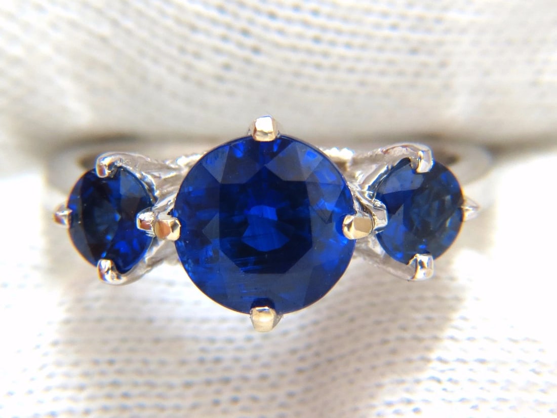 Natural Kyanite Sapphire diamonds ring 3.82ct. vivid blue 14kt - 5