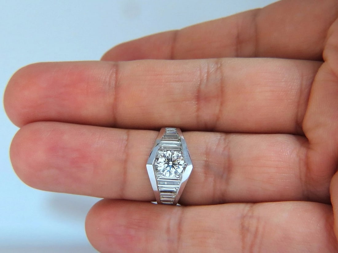 GIA Certified .73ct & 1.50ct round natural diamond baguette ring cut f/vvs1 - 2