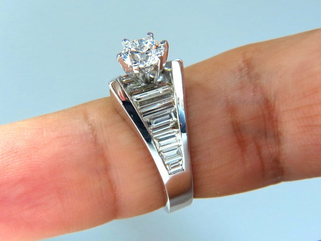 GIA Certified .73ct & 1.50ct round natural diamond baguette ring cut f/vvs1 - 4