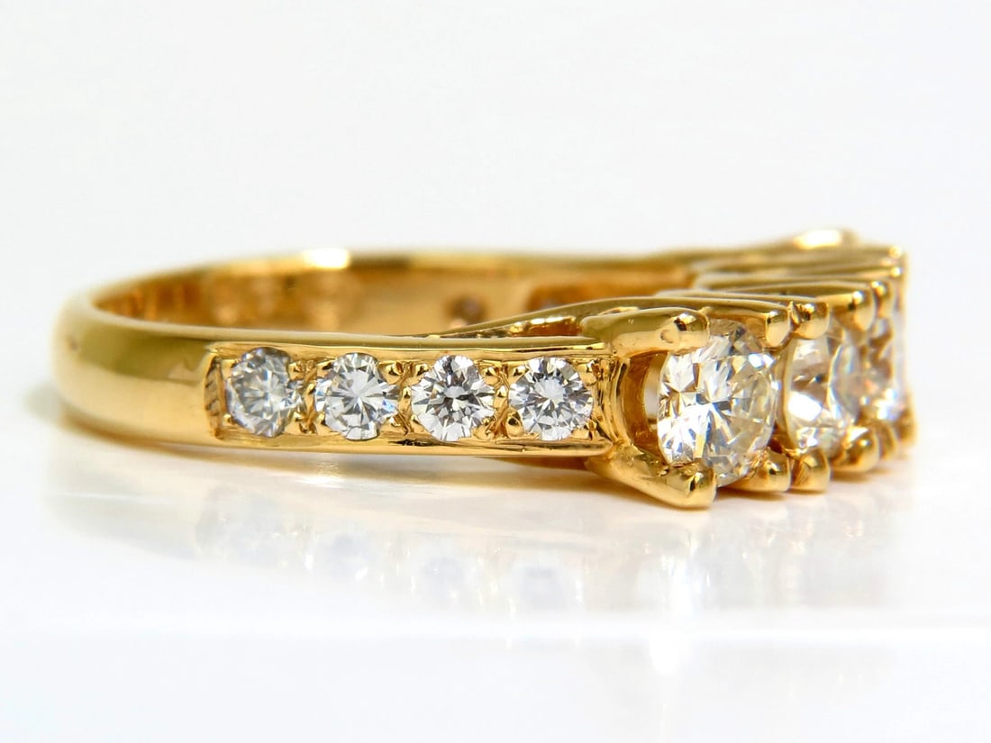1.82CT NATURAL DIAMONDS BAND RING WITH PAVE ON SHOULDERS RAISED 14K - 4