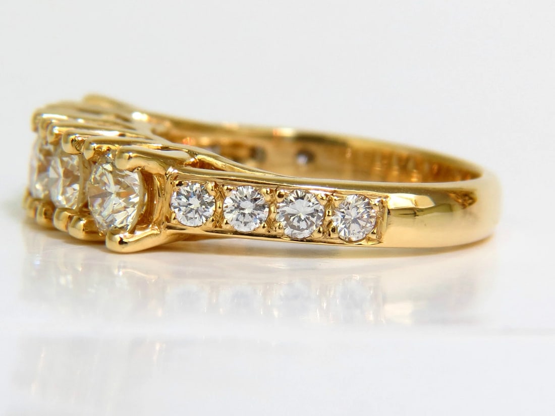1.82CT NATURAL DIAMONDS BAND RING WITH PAVE ON SHOULDERS RAISED 14K - 5