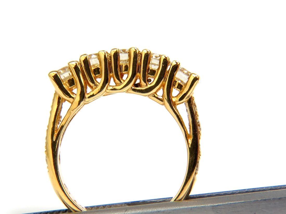 1.82CT NATURAL DIAMONDS BAND RING WITH PAVE ON SHOULDERS RAISED 14K - 6