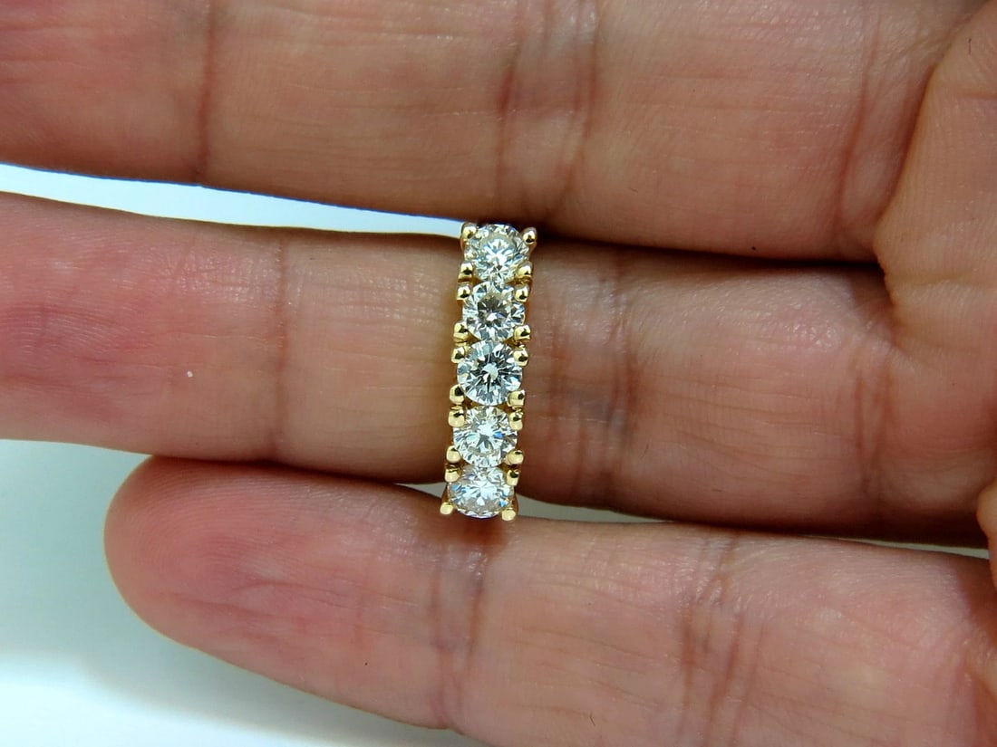 1.82CT NATURAL DIAMONDS BAND RING WITH PAVE ON SHOULDERS RAISED 14K - 7