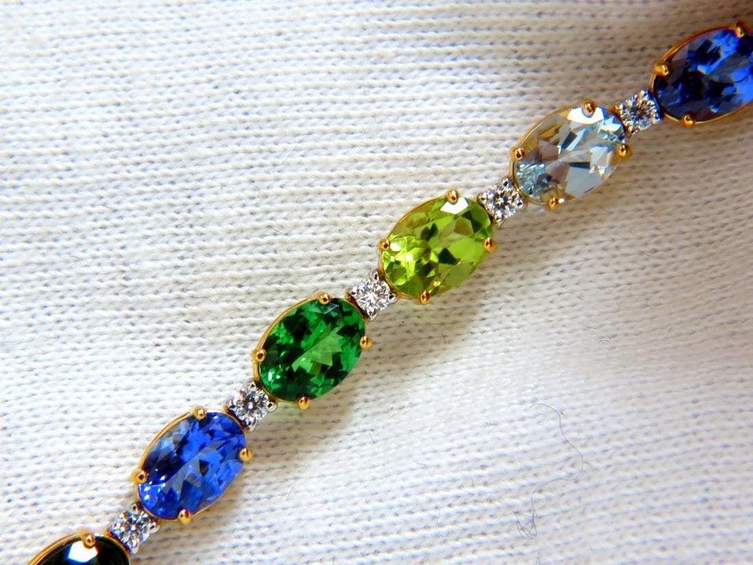15.17ct natural Tsavortie Spinel Tanzanite Aquamarine Sapphire Bracelet 14kt - 3