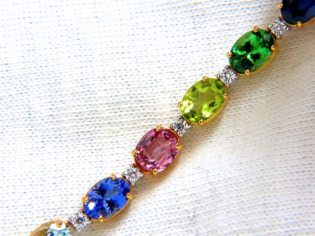 15.17ct natural Tsavortie Spinel Tanzanite Aquamarine Sapphire Bracelet 14kt - 4