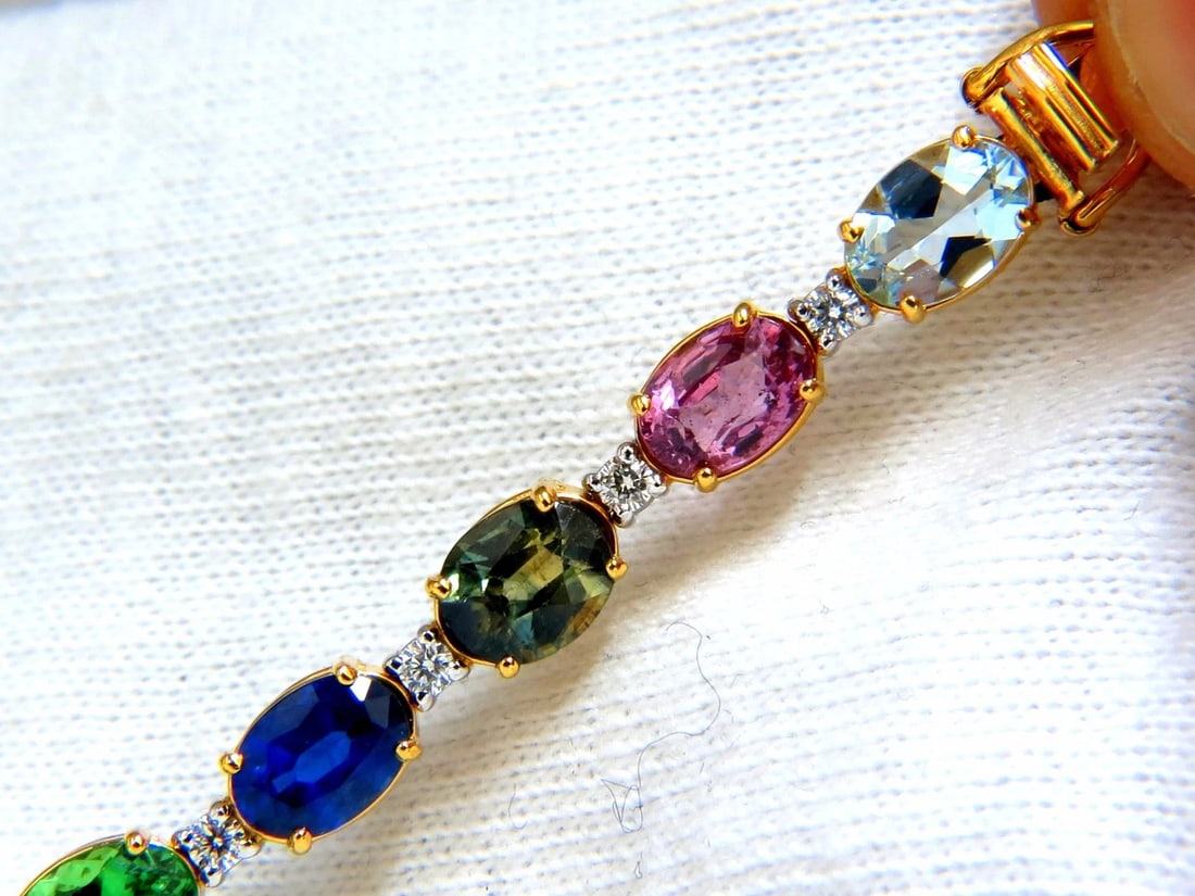 15.17ct natural Tsavortie Spinel Tanzanite Aquamarine Sapphire Bracelet 14kt - 5