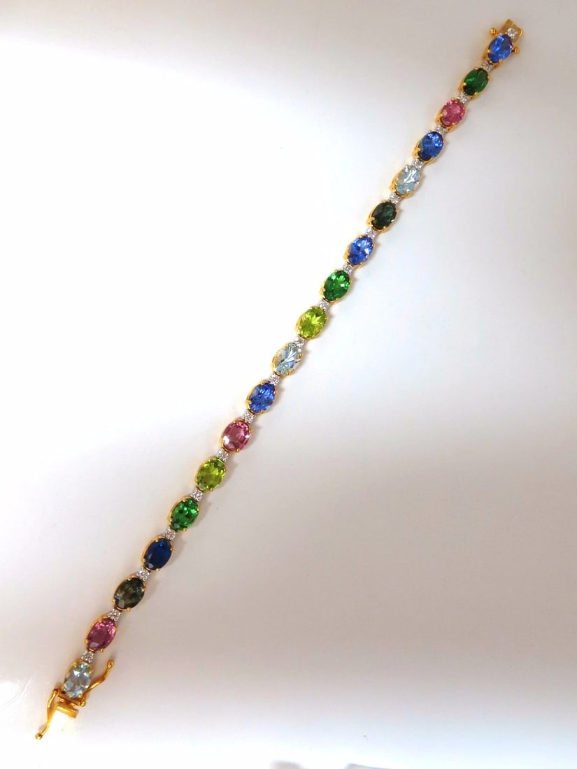 15.17ct natural Tsavortie Spinel Tanzanite Aquamarine Sapphire Bracelet 14kt - 6