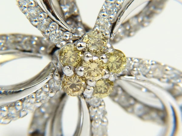 2.40CT NATURAL YELLOW DIAMONDS 3D FLOWER CLUSTER EARRINGS 14KT GOLD - 5