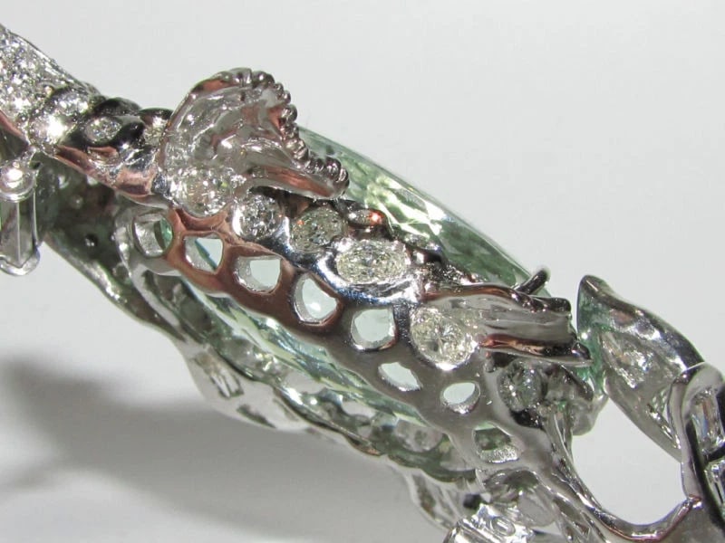 GIA 57.37CT NATURAL GREEN BERYL FISH BROOCH PENDANT 18kt - 4