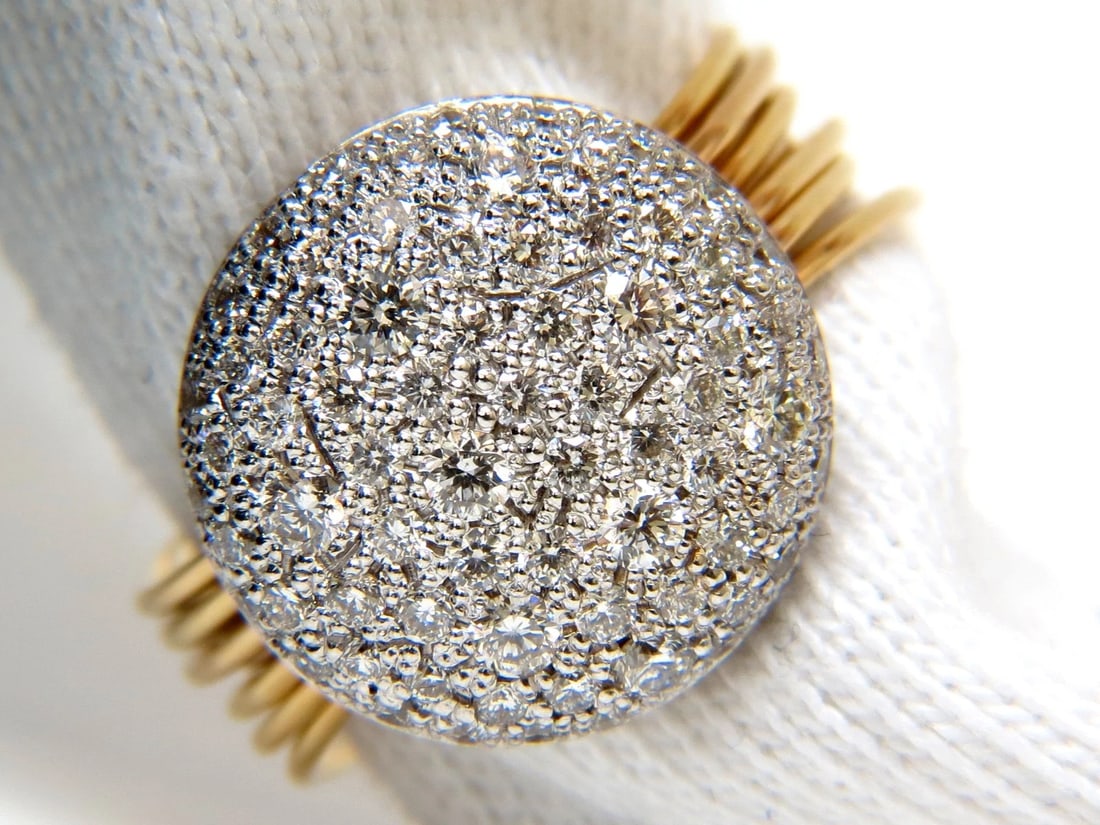 18KT 1.36CT MULTI BANDS BEAD SET MODERN DECO NATURAL DIAMONDS RING - 2