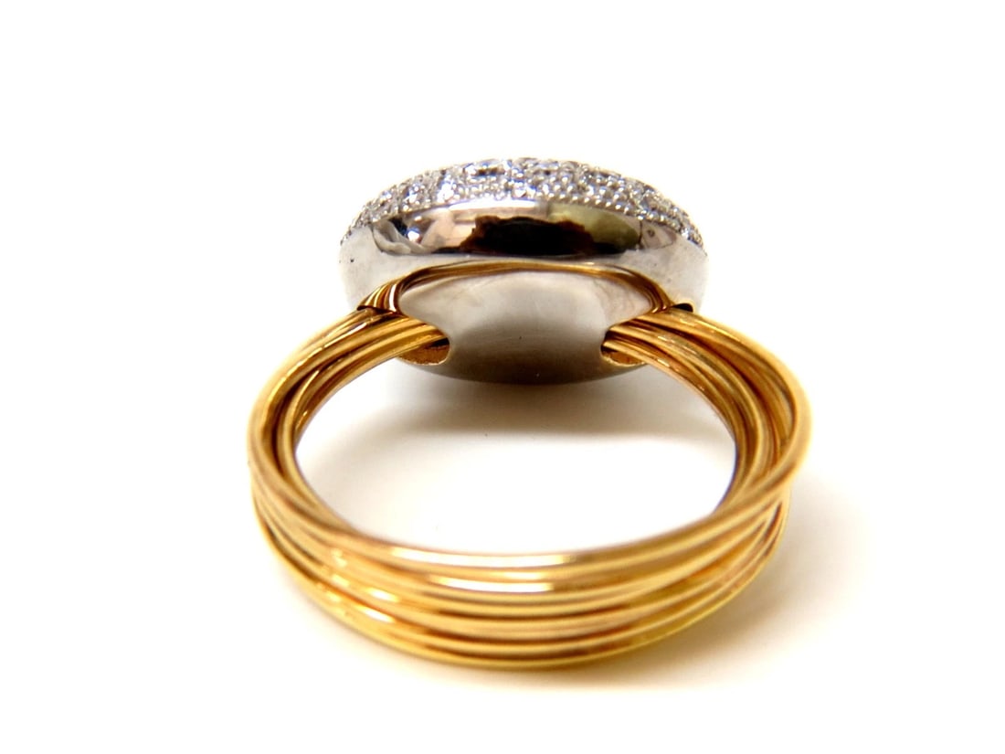 18KT 1.36CT MULTI BANDS BEAD SET MODERN DECO NATURAL DIAMONDS RING - 4