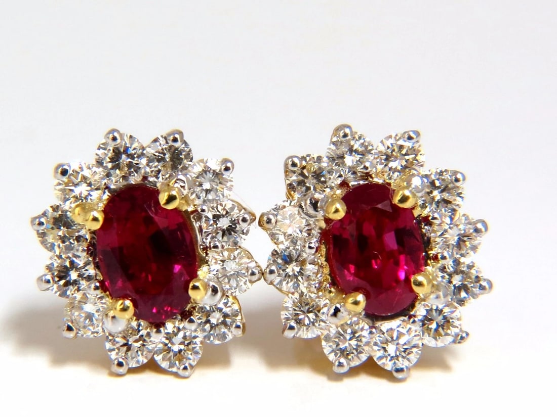 GIA Certified 3.68ct. Natural ruby diamond earrings 18kt - 2