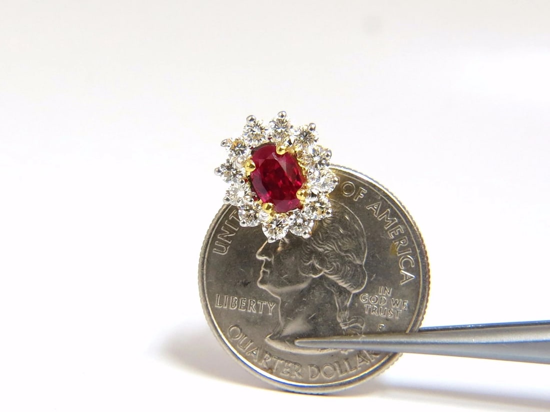 GIA Certified 3.68ct. Natural ruby diamond earrings 18kt - 4