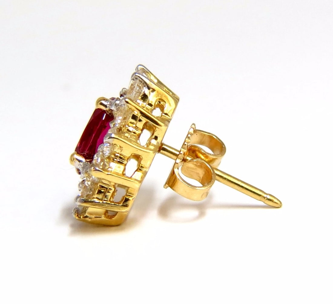 GIA Certified 3.68ct. Natural ruby diamond earrings 18kt - 5