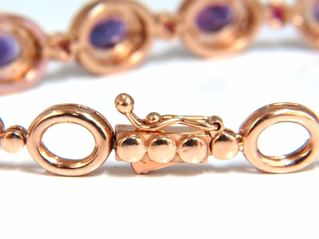 6.46ct natural amethyst ruby diamonds halo bracelet 14kt gold - 2