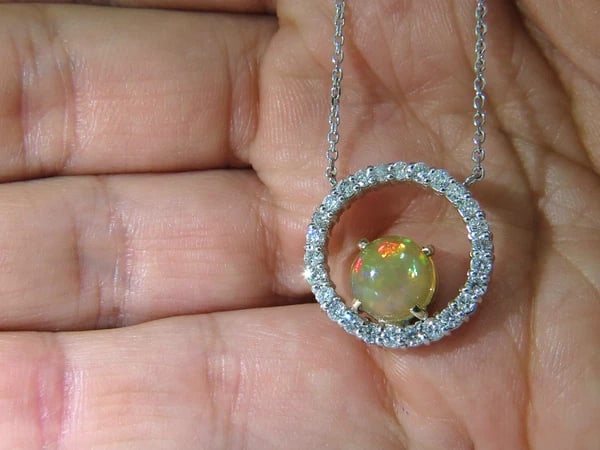 2.60CT NATURAL VIBRANT OPAL DIAMOND NECKLACE 14KT - 3