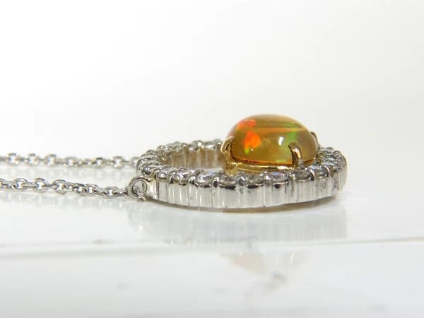 2.60CT NATURAL VIBRANT OPAL DIAMOND NECKLACE 14KT - 5
