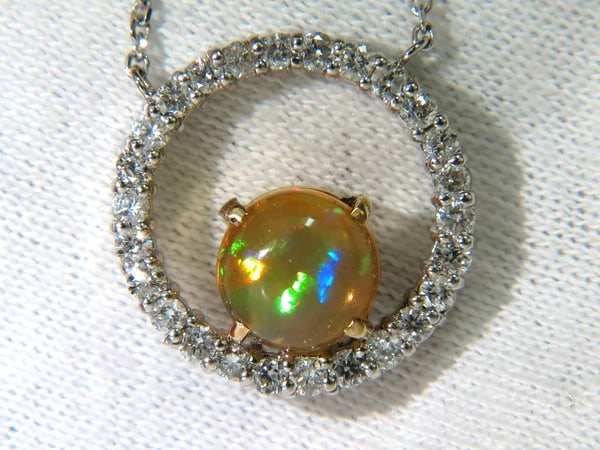 2.60CT NATURAL VIBRANT OPAL DIAMOND NECKLACE 14KT - 7