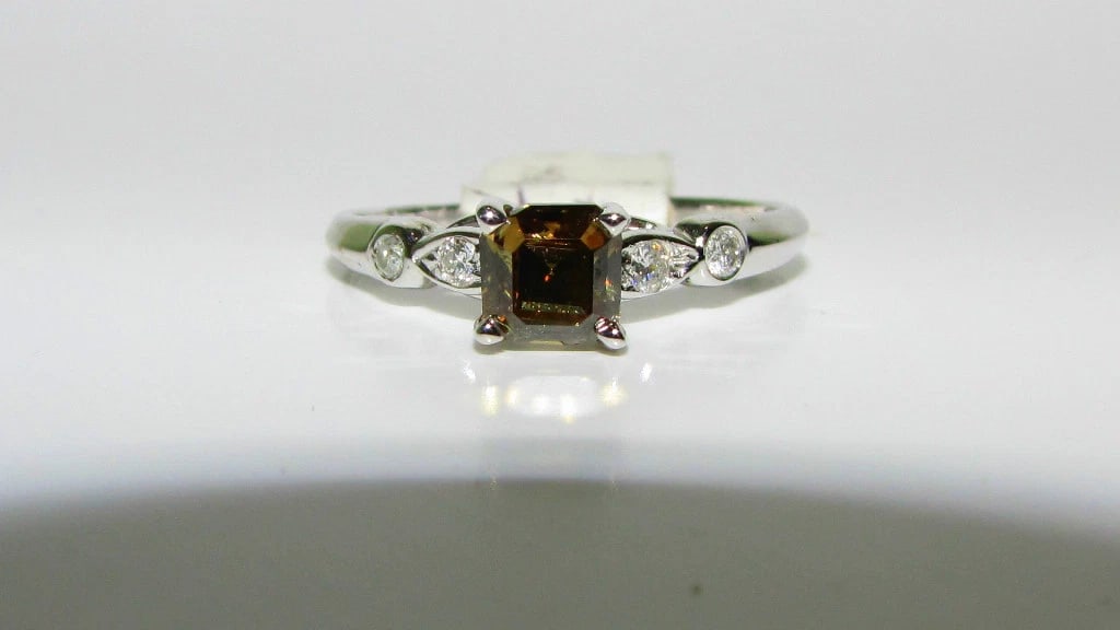 .97CT NATURAL FANCY BROWN COLOR DIAMOND RING 14kt GOLD - 2