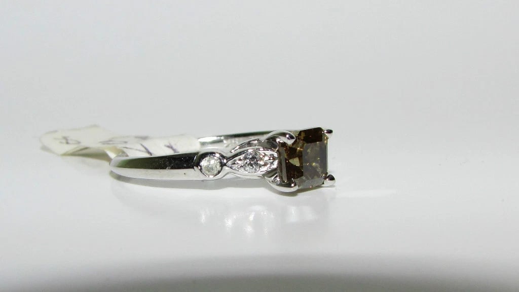 .97CT NATURAL FANCY BROWN COLOR DIAMOND RING 14kt GOLD - 3