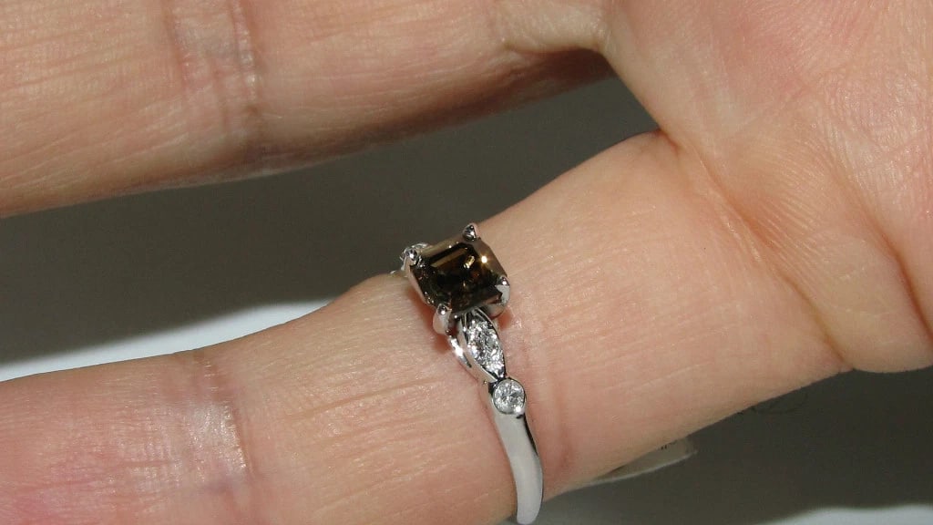 .97CT NATURAL FANCY BROWN COLOR DIAMOND RING 14kt GOLD - 5