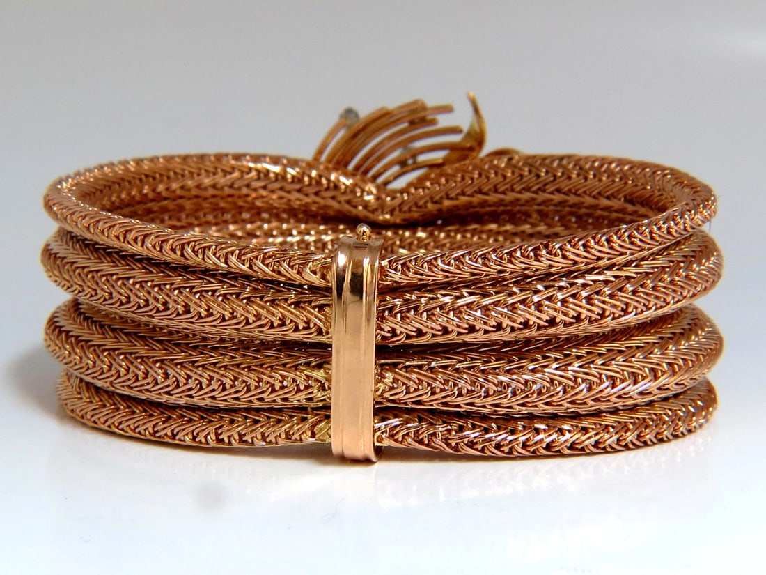 Vintage Argentina Republic 18kt Flex Mesh Tubular .50ct. Diamonds Bracelet - 2