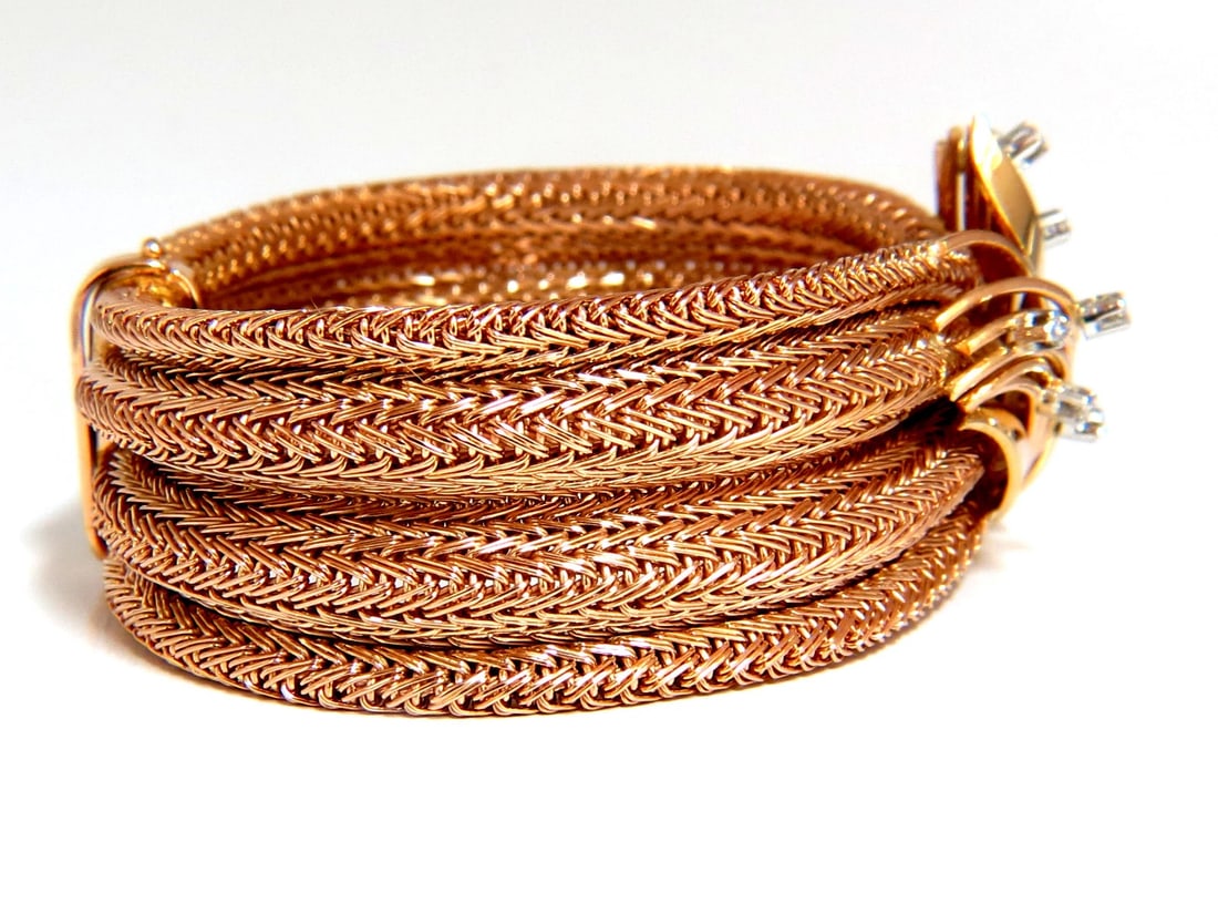 Vintage Argentina Republic 18kt Flex Mesh Tubular .50ct. Diamonds Bracelet - 5