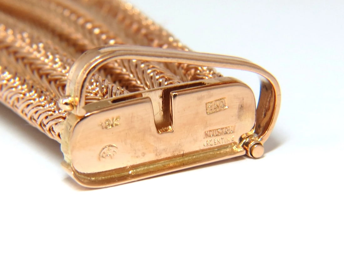 Vintage Argentina Republic 18kt Flex Mesh Tubular .50ct. Diamonds Bracelet - 6