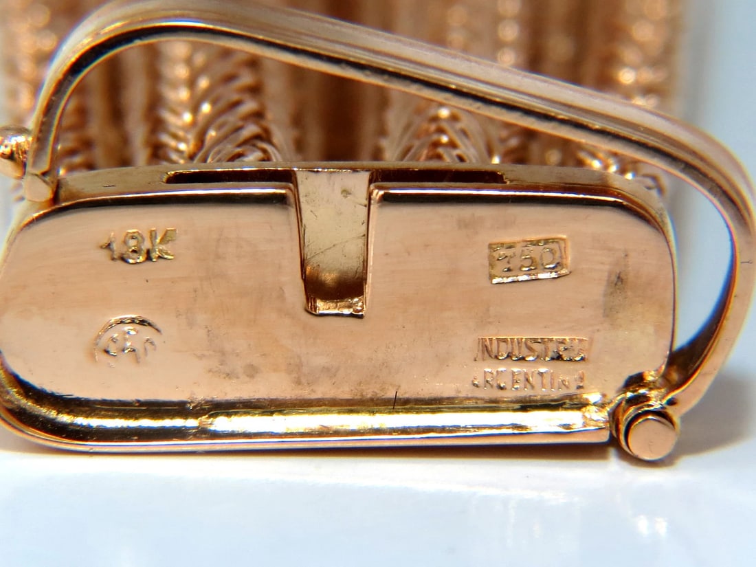 Vintage Argentina Republic 18kt Flex Mesh Tubular .50ct. Diamonds Bracelet - 7