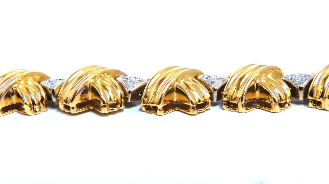 Natural Diamonds X Bracelet wide caliber 14kt two toned 39 grams - 2