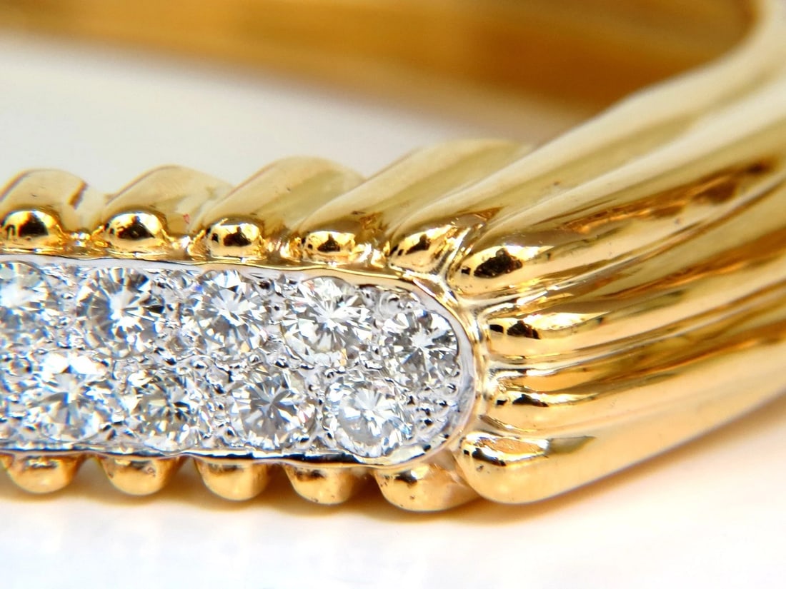 2.30CT INVERTED ARCH GRILLED WAVE RETRO 14KT DIAMONDS BANGLE BRACELET - 7