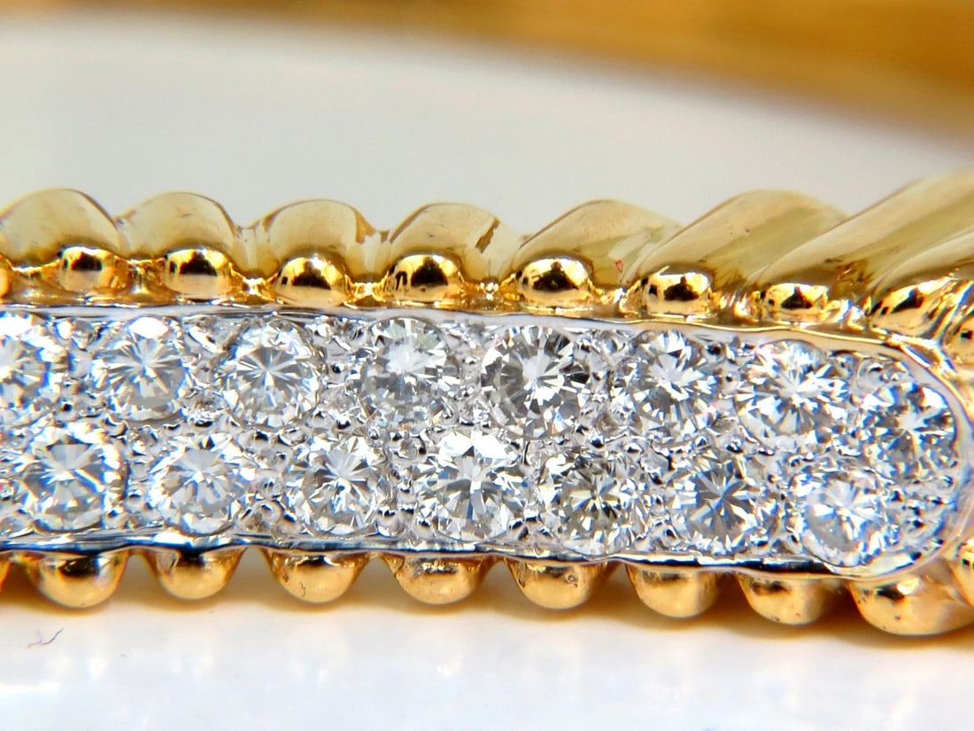 2.30CT INVERTED ARCH GRILLED WAVE RETRO 14KT DIAMONDS BANGLE BRACELET - 8