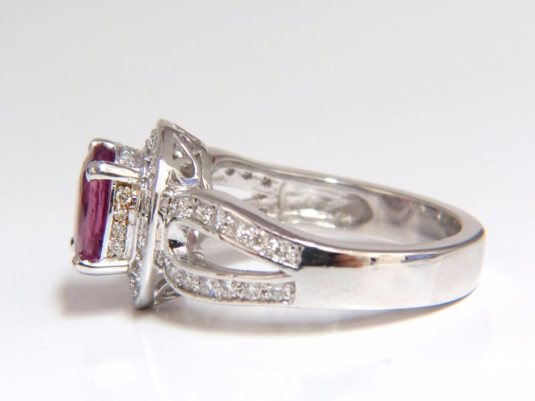 1.98ct natural vivid pink sapphire diamonds ring 18kt split shank mod - 2