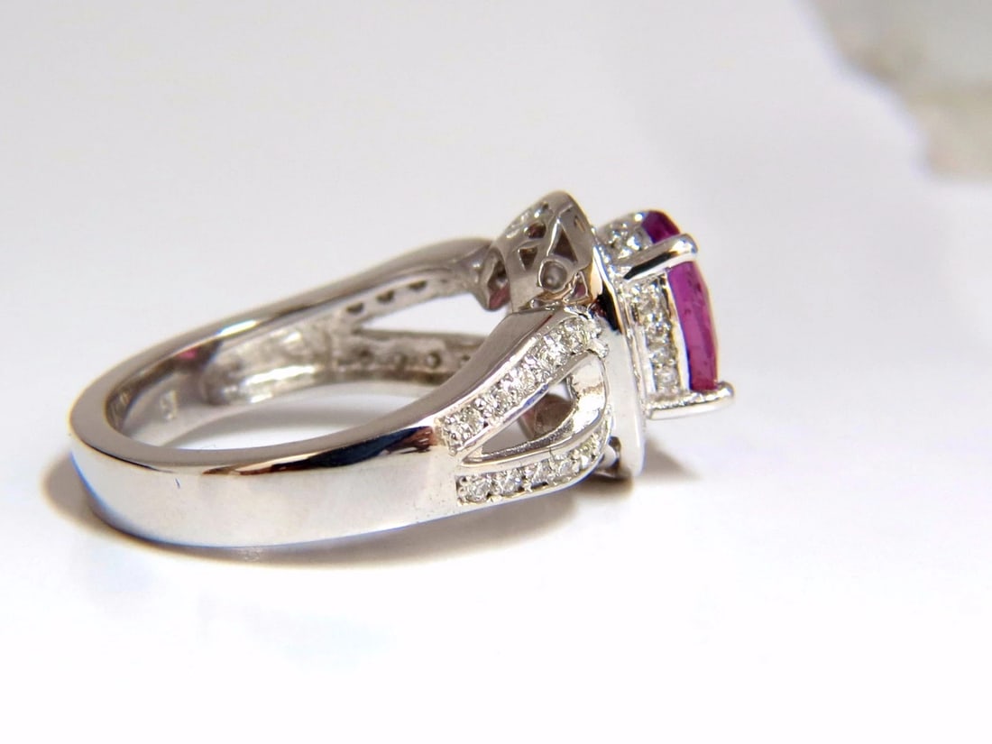 1.98ct natural vivid pink sapphire diamonds ring 18kt split shank mod - 3