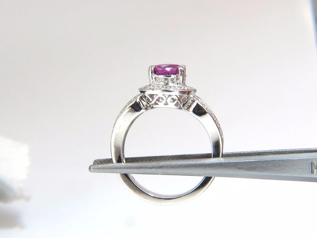 1.98ct natural vivid pink sapphire diamonds ring 18kt split shank mod - 4