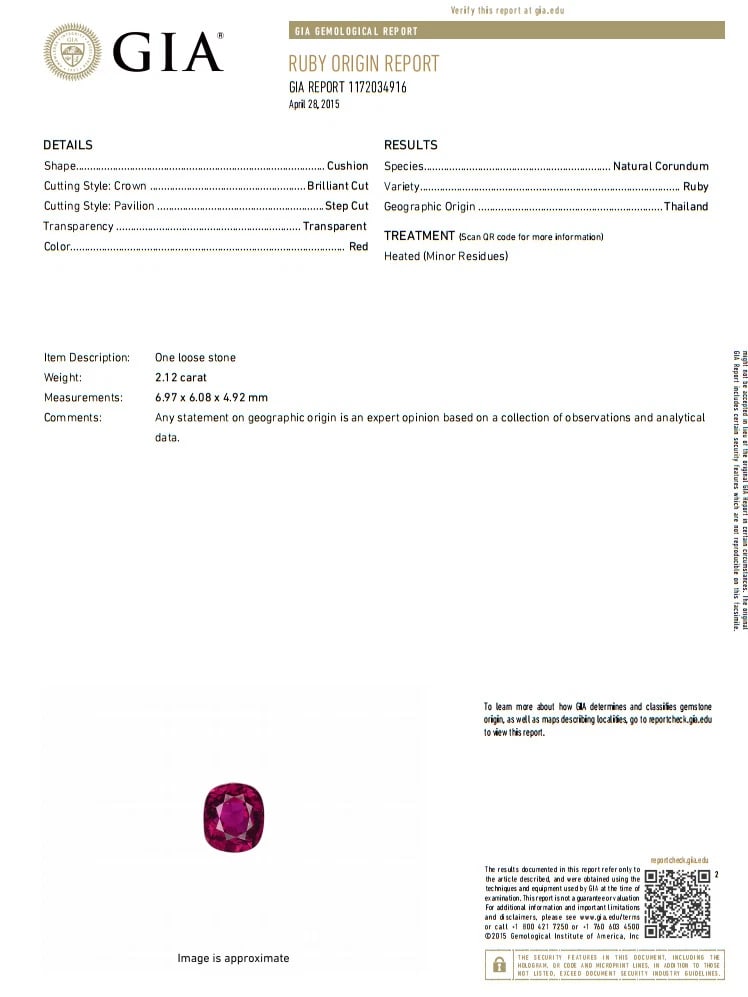 GIA Certified 2.12ct cushion cut vivid red ruby 1.06ct diamonds ring 18kt - 8