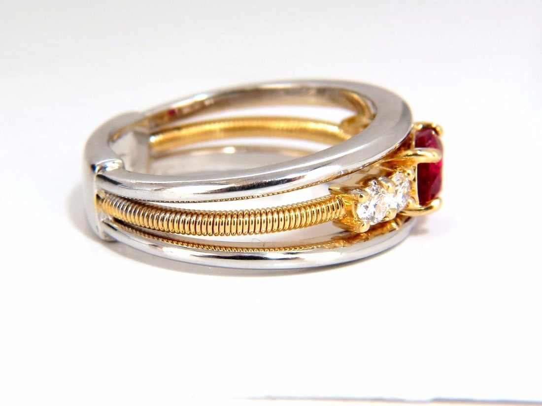 GIA Certified 1.30ct natural vivid red Burma ruby diamonds ring 18kt coil wrap - 2