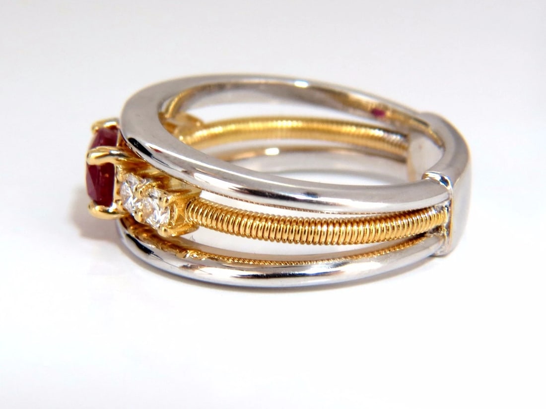 GIA Certified 1.30ct natural vivid red Burma ruby diamonds ring 18kt coil wrap - 3